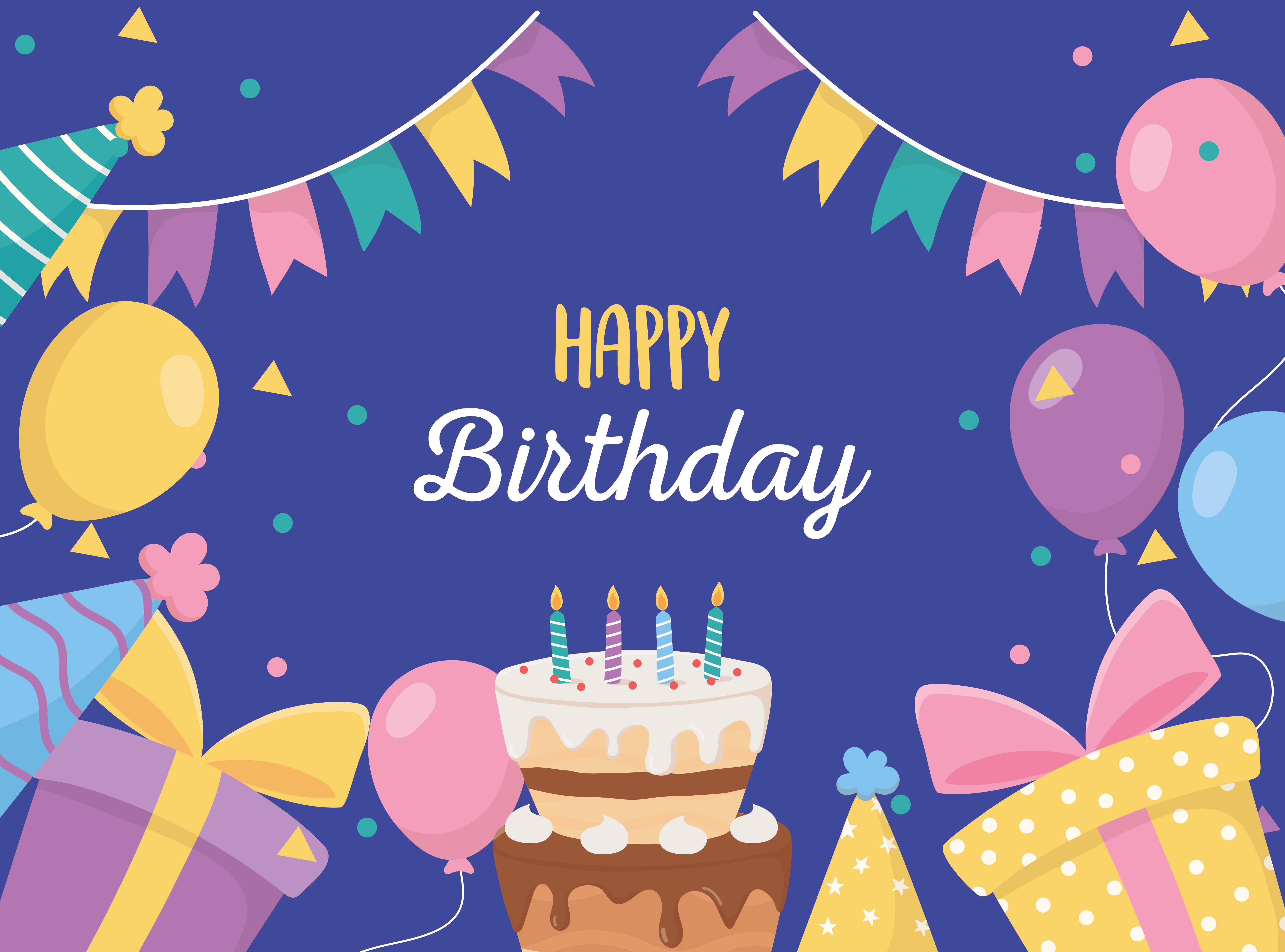 Happy Birthday Cake and Wishes Poster Template | PosterMyWall