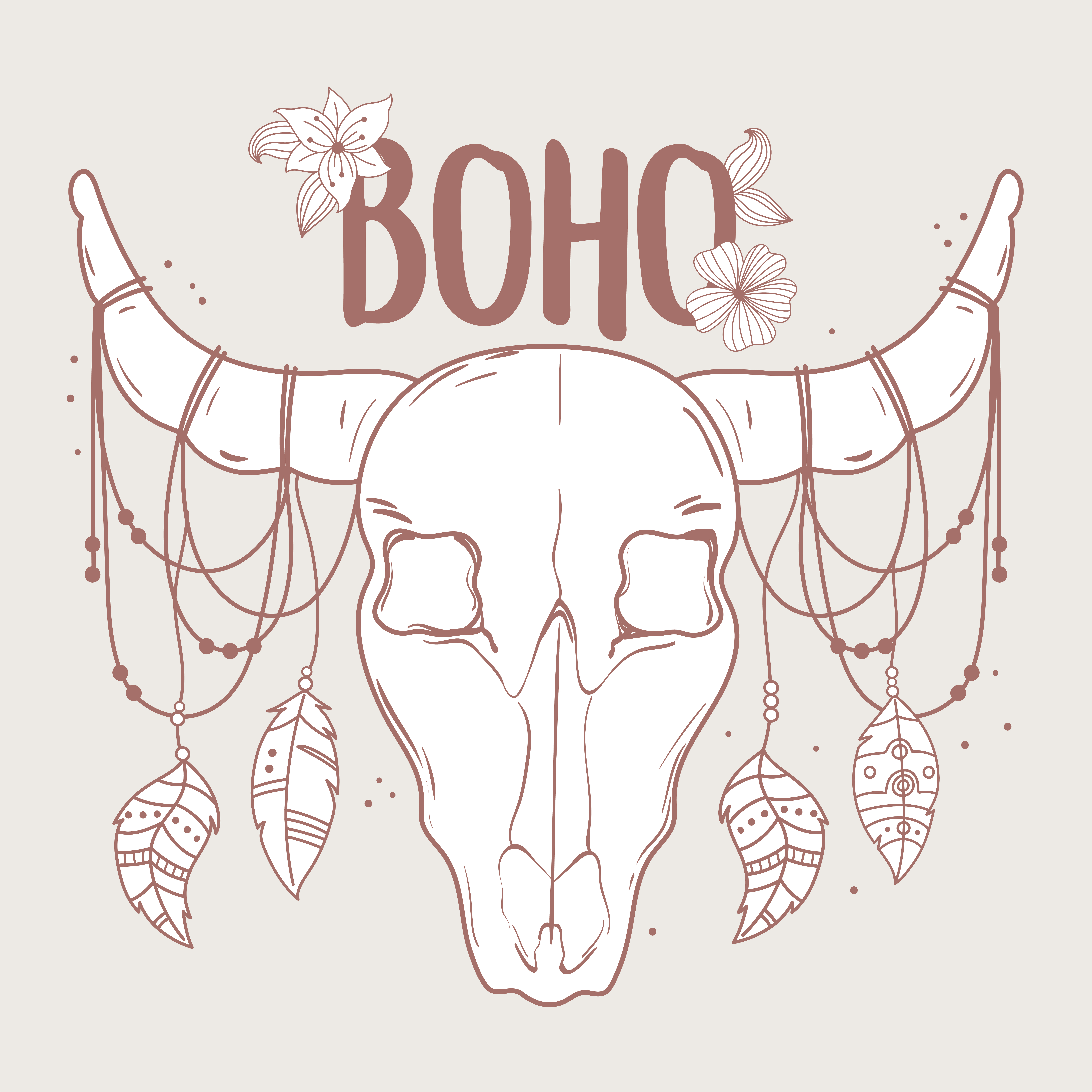 Native Bull Skull With Feather And Flower Boho And Tribal 2682893 Vector Art At Vecteezy