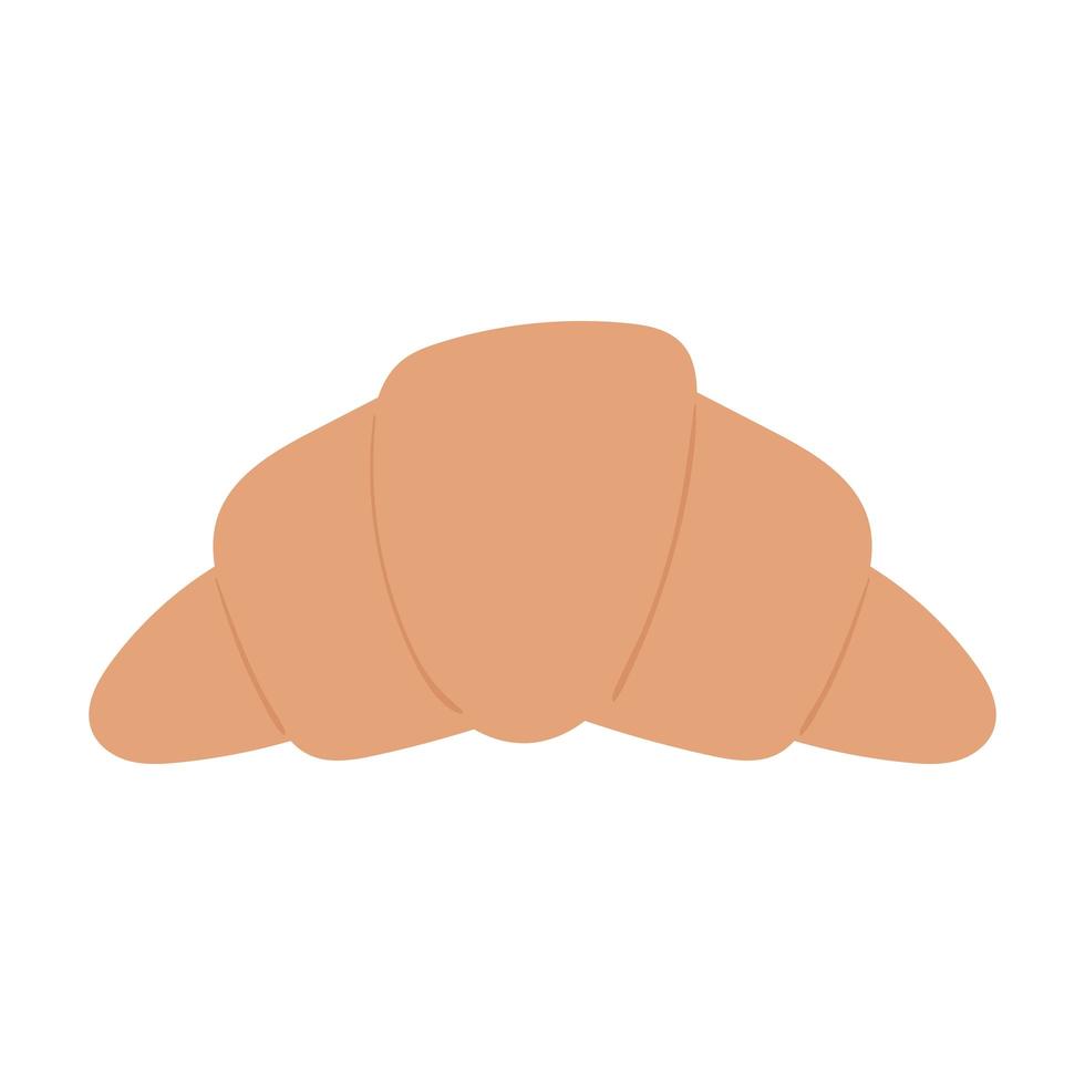 Desayuno croissant pan apetitosa comida deliciosa, icono plano sobre fondo blanco. vector