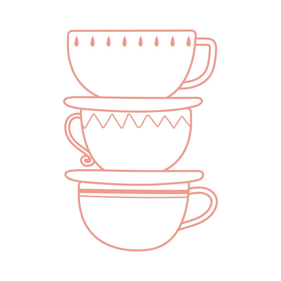 tea and coffee stack of cups icon line style vector