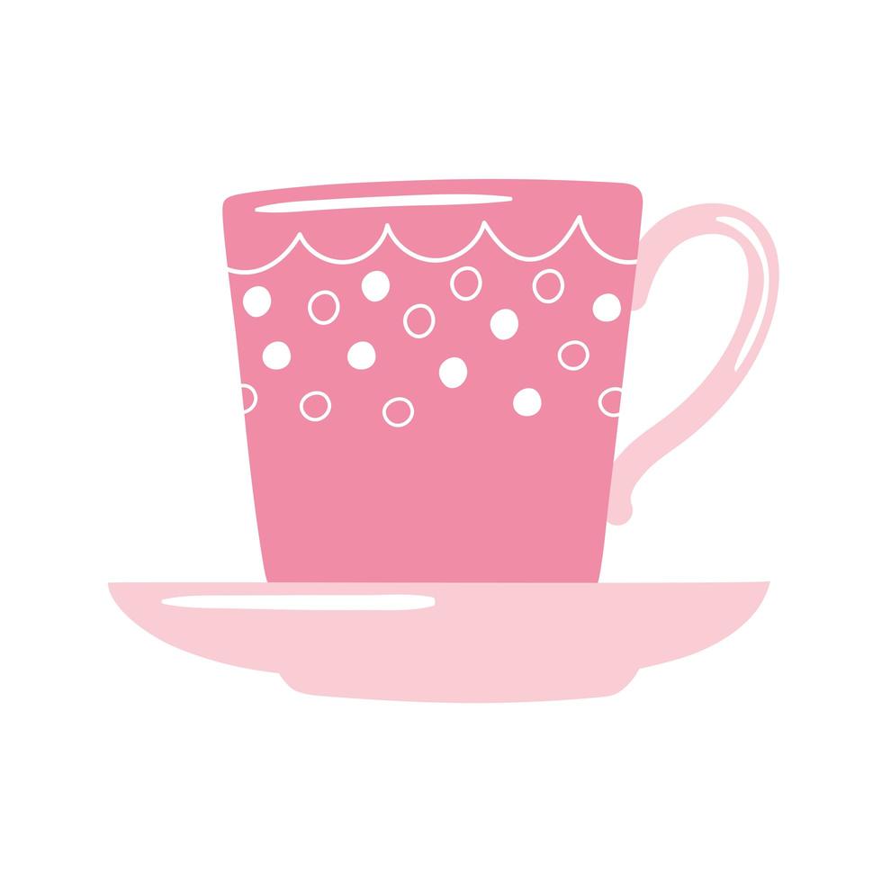 Taza de té y café icono de diseño decorativo sobre fondo blanco. vector