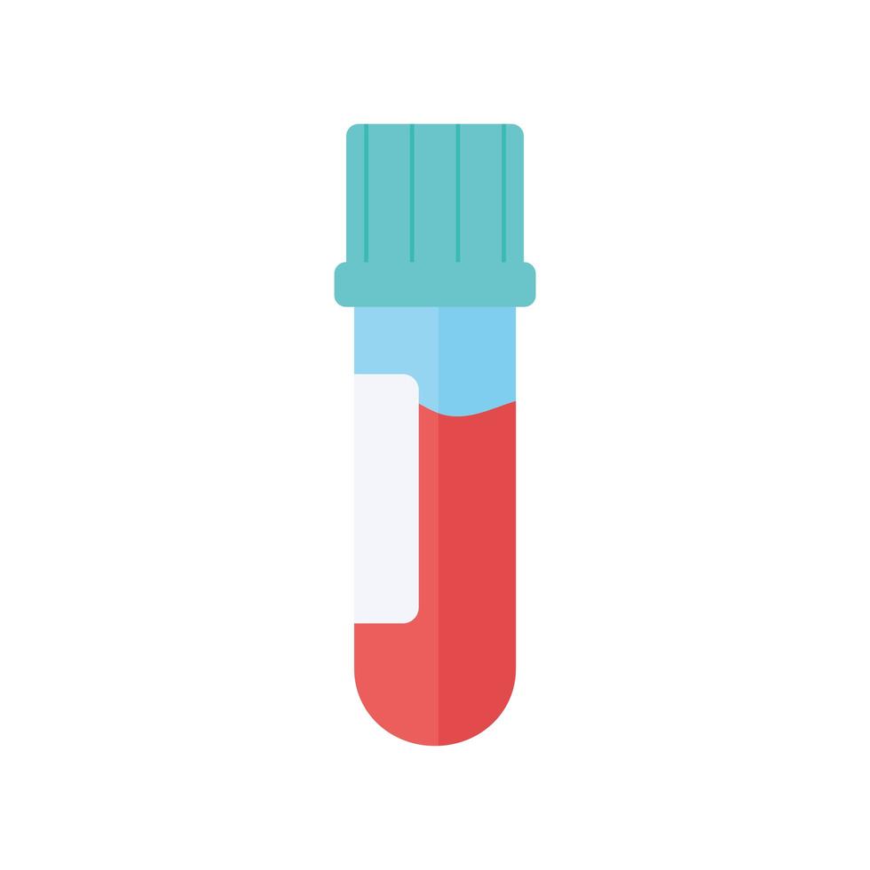 Tubo de ensayo de química con estilo plano de ciencia de muestra de sangre vector