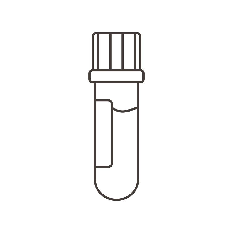 chemistry test tube with blood sample science line style vector
