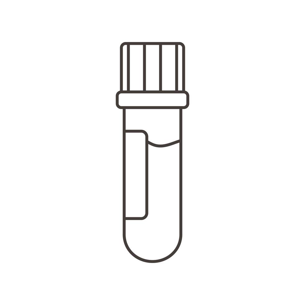 Tubo de ensayo de química con estilo de línea científica de muestra de sangre vector