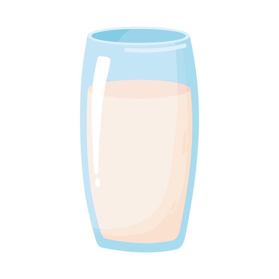 taza de vidrio con icono de dibujos animados de productos lácteos de leche vector