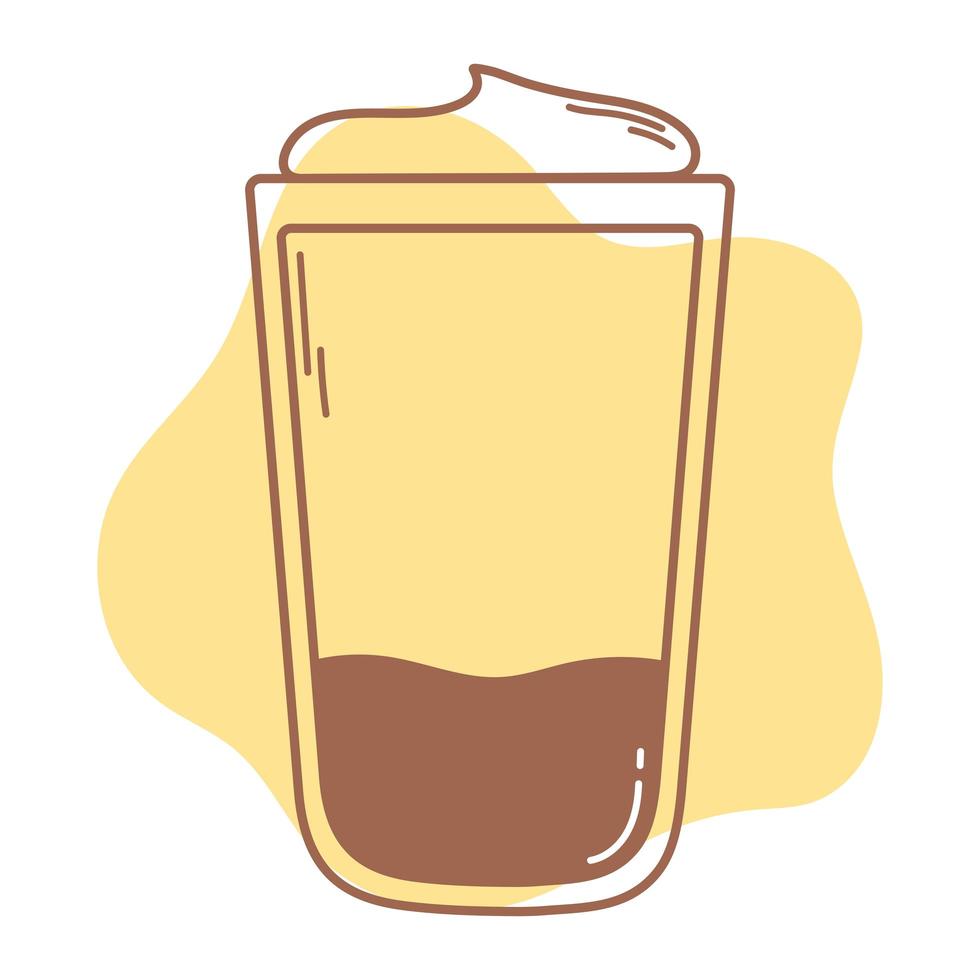café con crema fría deliciosa bebida icono línea y relleno vector