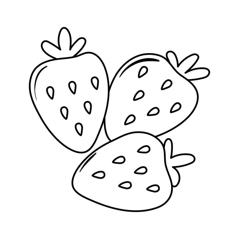 strawberry fruits appetizing delicious food, icon line style vector