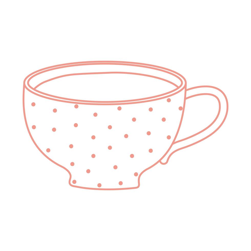 tea and coffee dotted cup icon line style vector