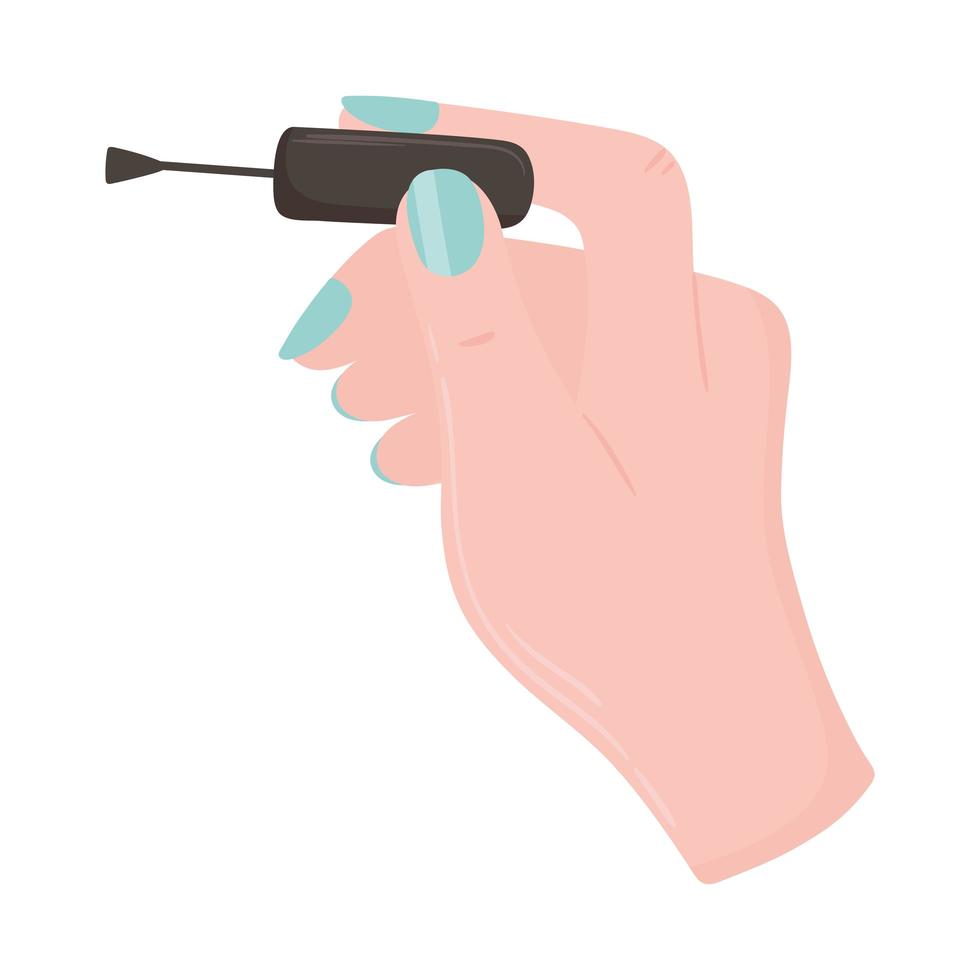 manicure, hand with brush nail polish vector