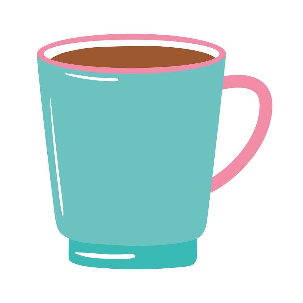 Icono de taza de té y café verde sobre fondo blanco. vector