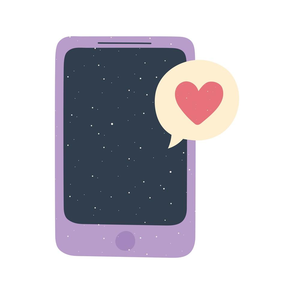 smartphone message love and romance in cartoon style vector
