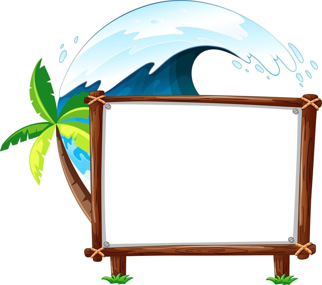 Tema de playa de verano con banner en blanco aislado sobre fondo blanco. vector