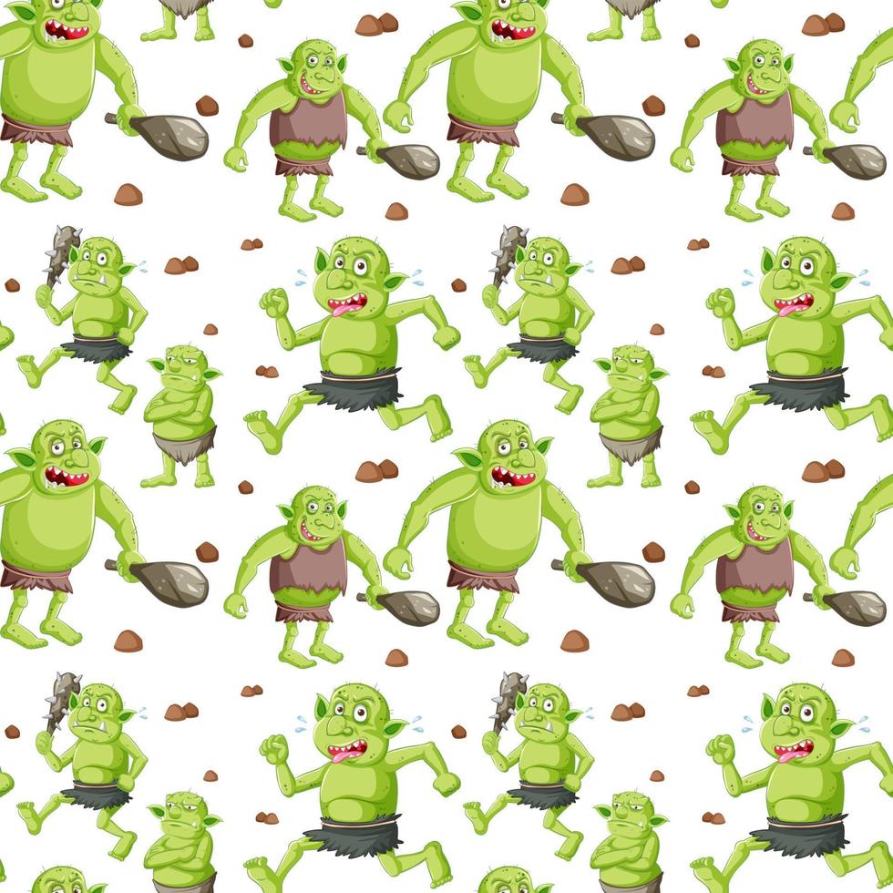 Goblin or troll seamless pattern on white background vector