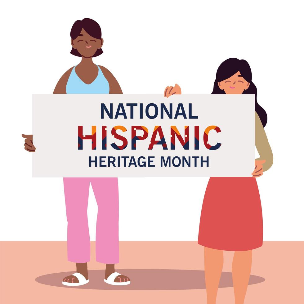 national hispanic heritage month with latin women vector design