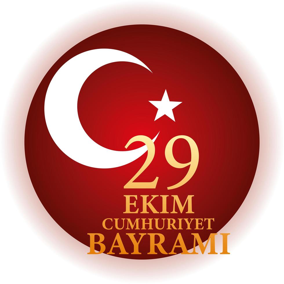 29 ekim cumhuriyet bayrami con luna turca blanca con diseño de vector de estrella