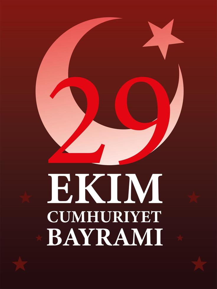 29 ekim cumhuriyet bayrami with turkish moon with star vector design