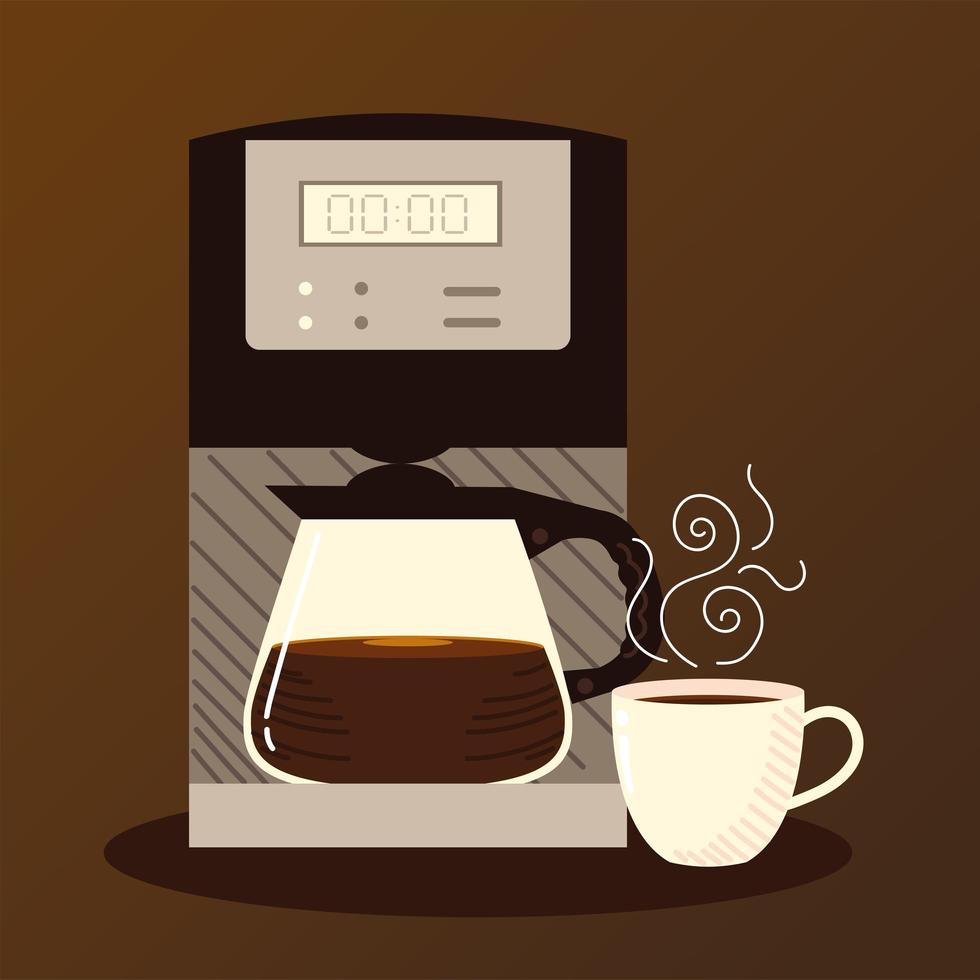 coffee brewing methods, digital coffee maker kettle and cup vector