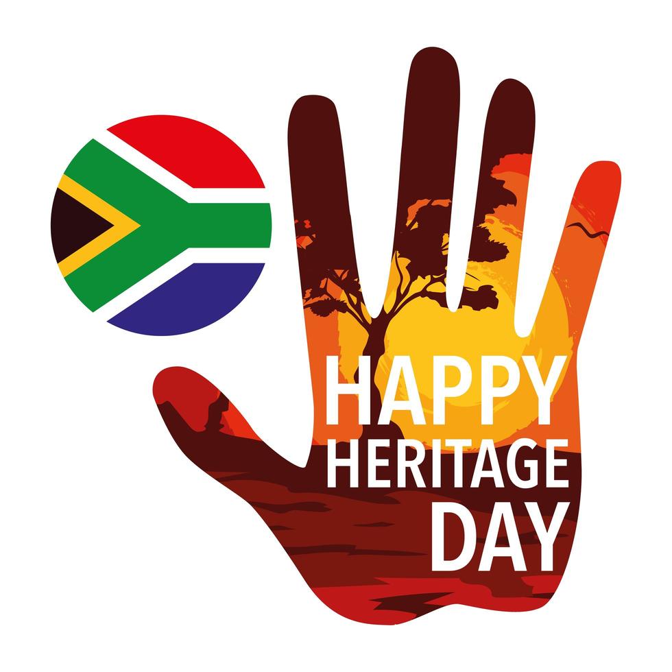 happy heritage day with flag of South Africa vector