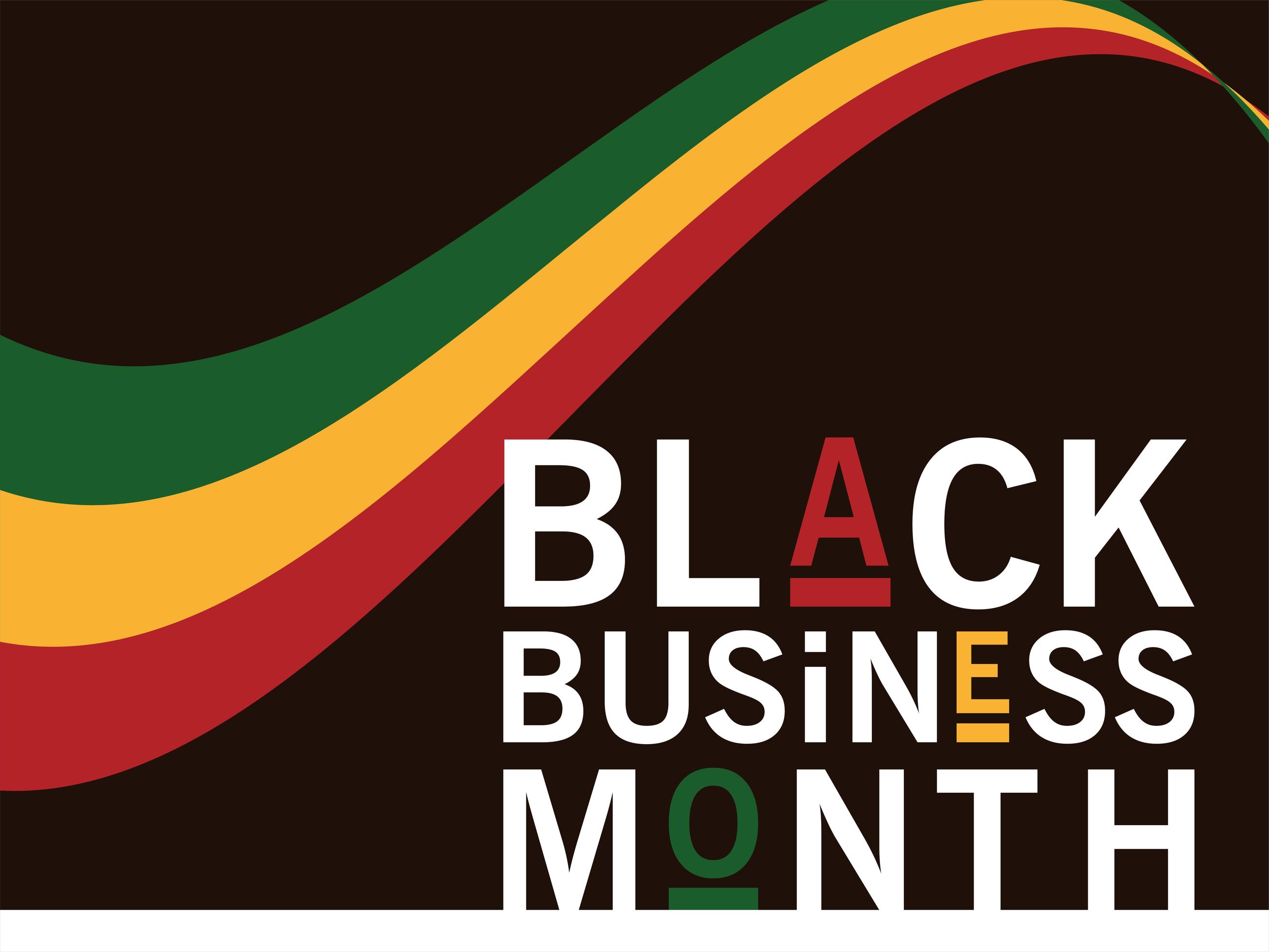 Black business month with green yellow and red ribbon vector design