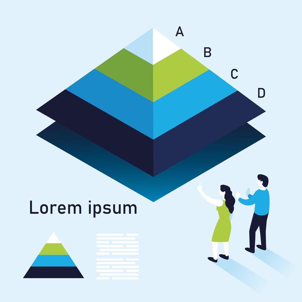 pyramid chart infographic with woman and man vector design