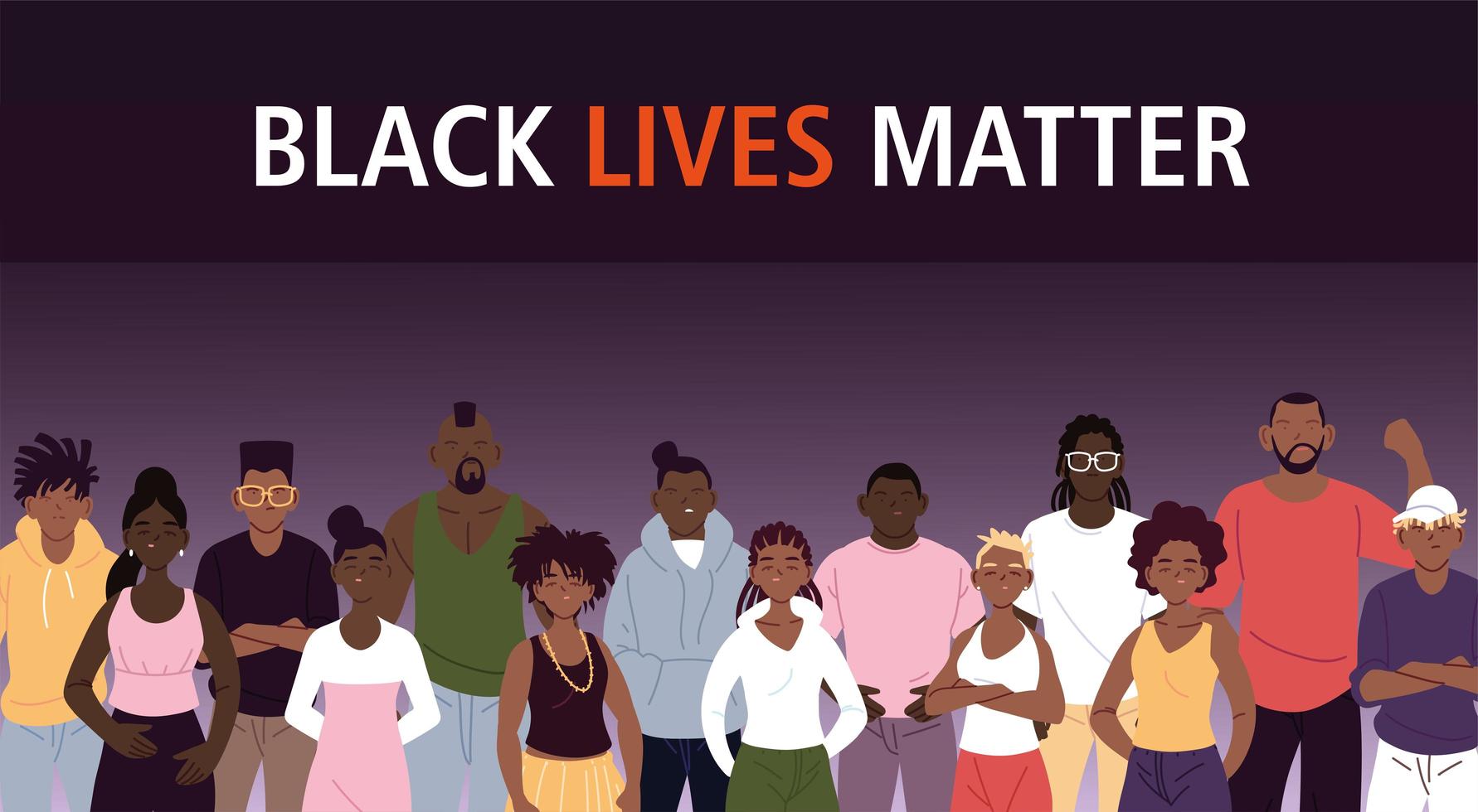 Black lives matter with women and men cartoons vector design