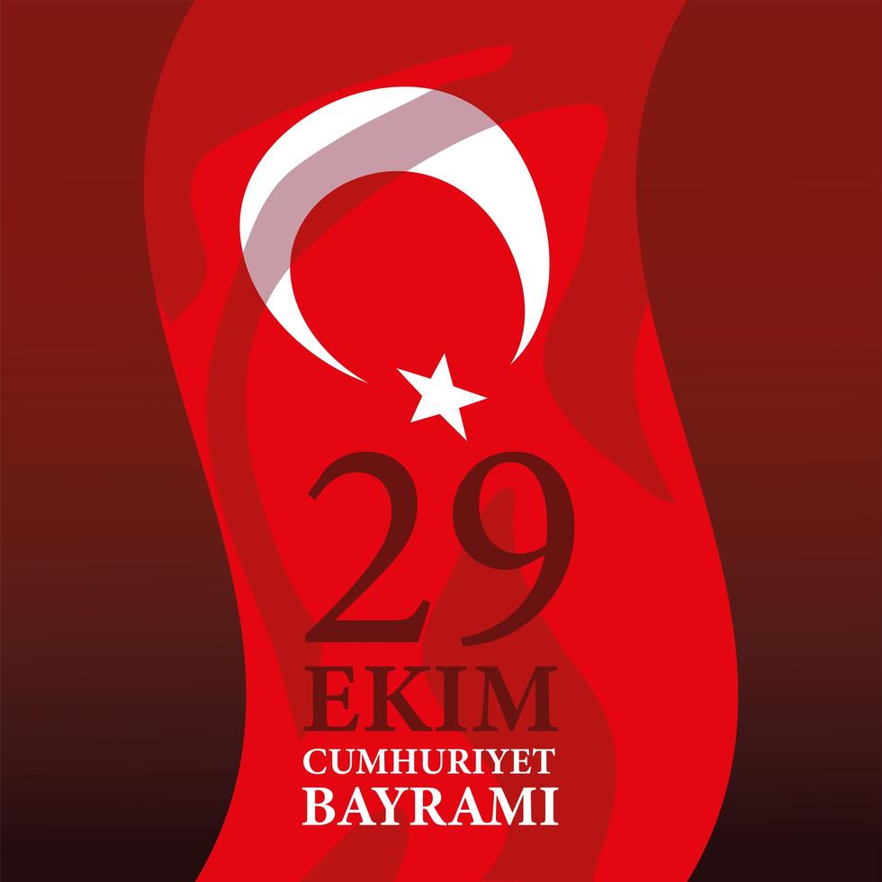 29 ekim cumhuriyet bayrami with turkish red flag vector design