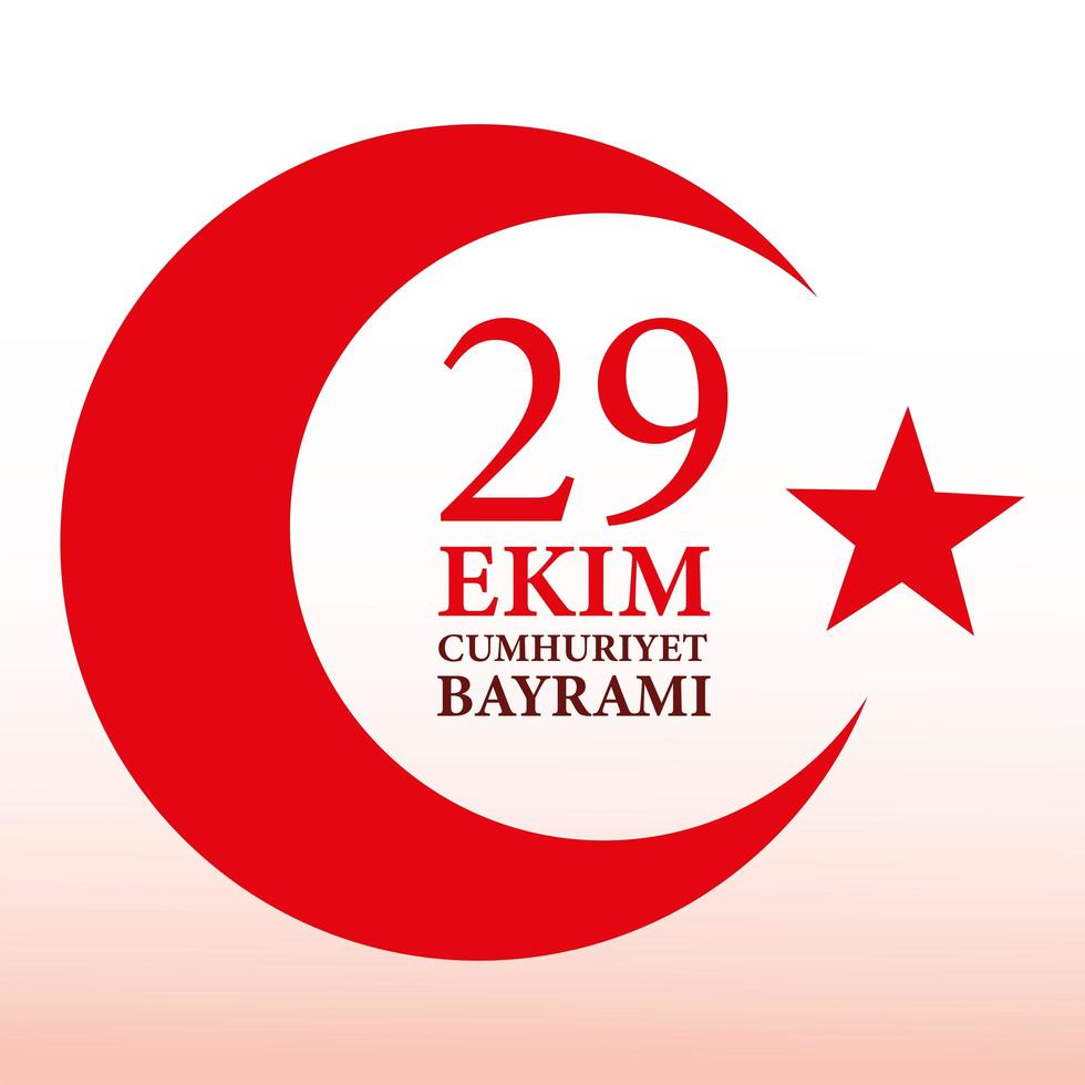 29 ekim cumhuriyet bayrami with red turkish moon with star vector design