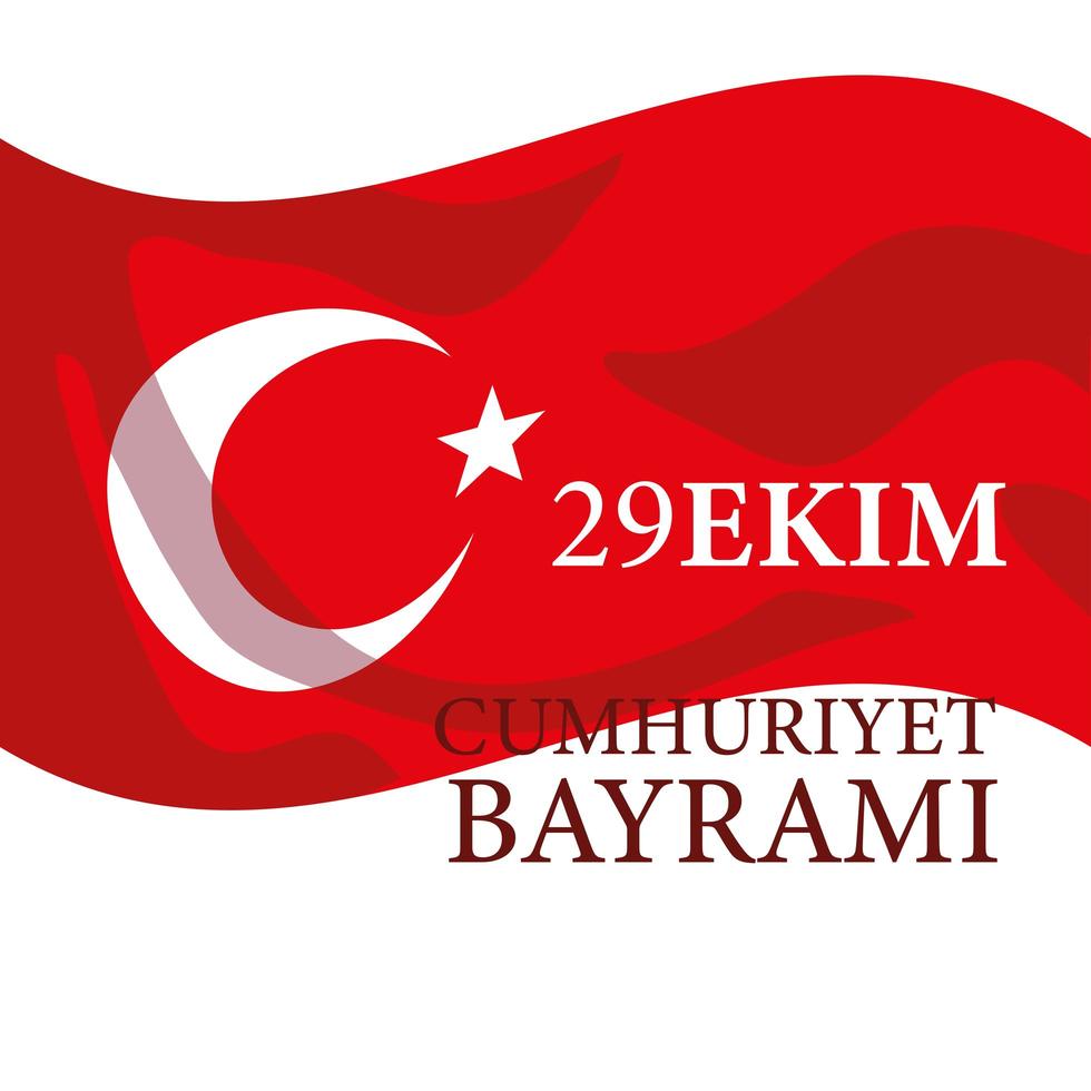 29 ekim cumhuriyet bayrami with turkish red flag vector design