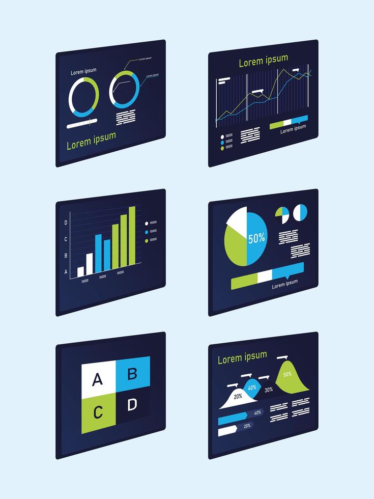 charts infographics icon set vector design