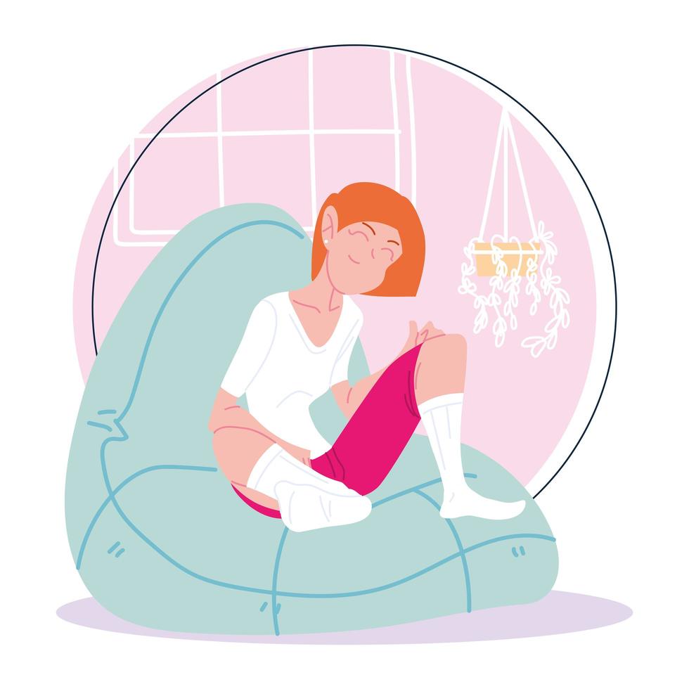 woman working remotely from her home vector