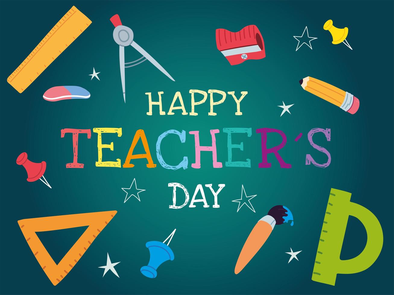 happy teachers day, poster, brochure, banner and greeting card vector