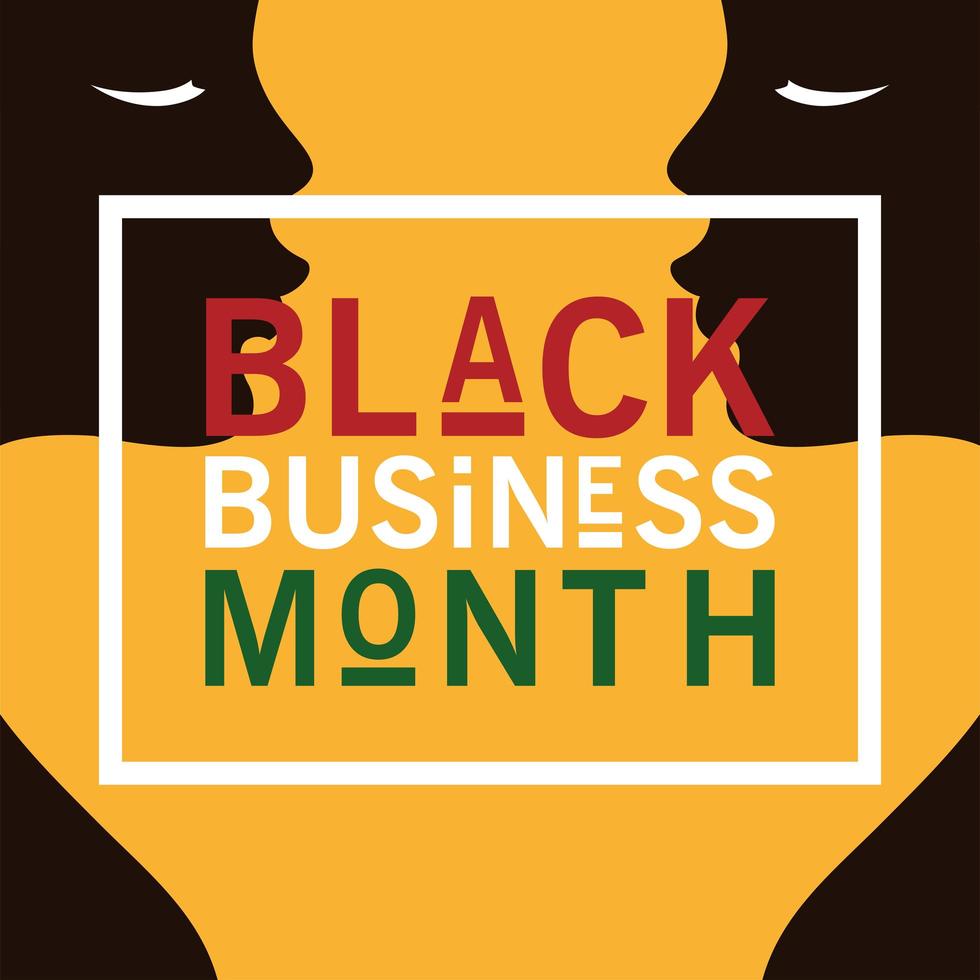 Black business month with afro women silhouette vector design