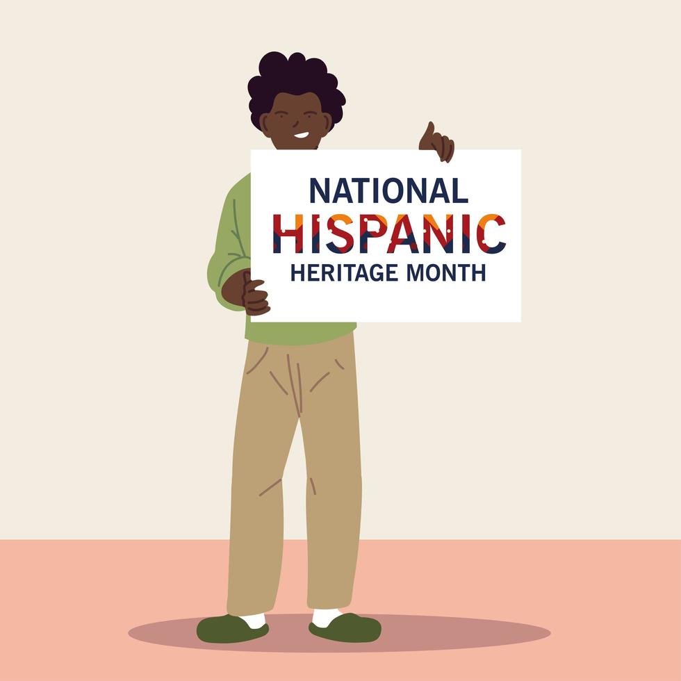 national hispanic heritage month with black man cartoon vector design