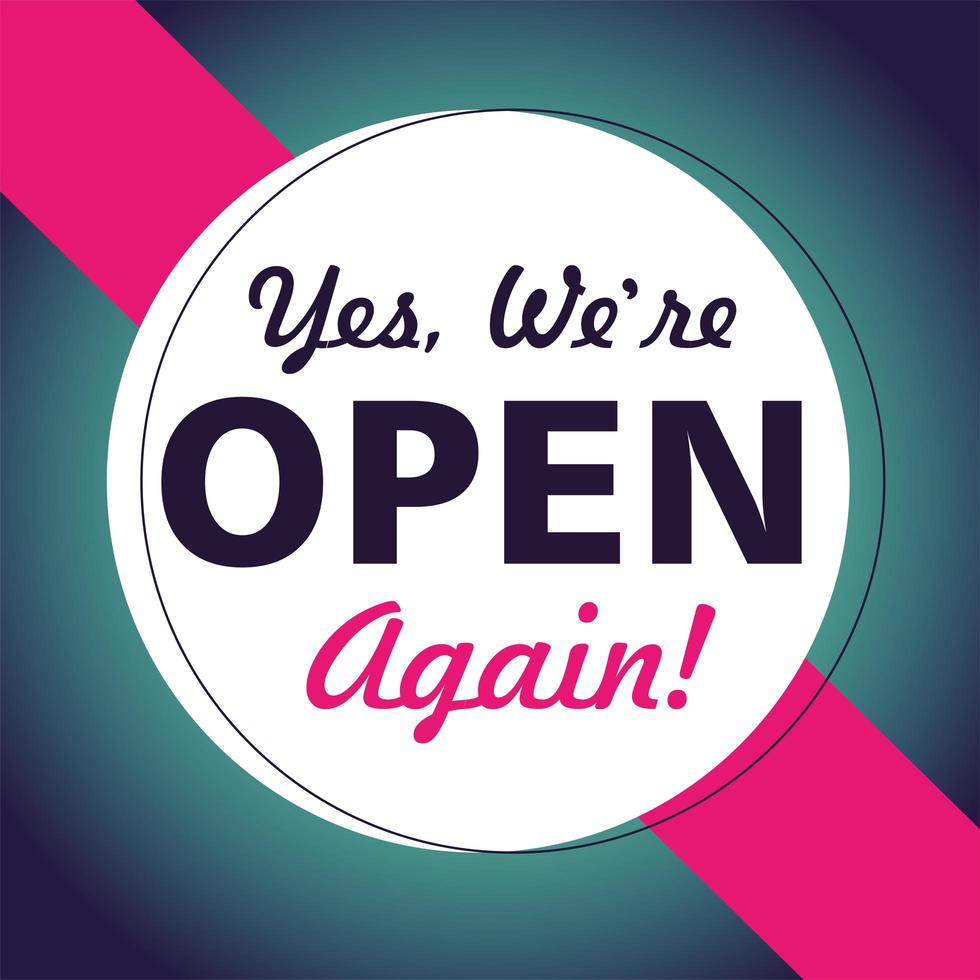 yes, we are open again, poster vector