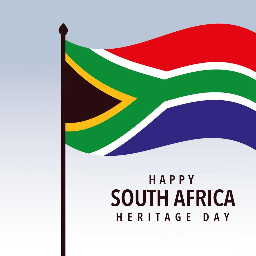 waving flag of South Africa, happy South African heritage day vector