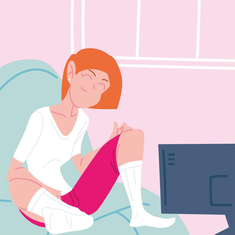 woman working remotely from her home vector
