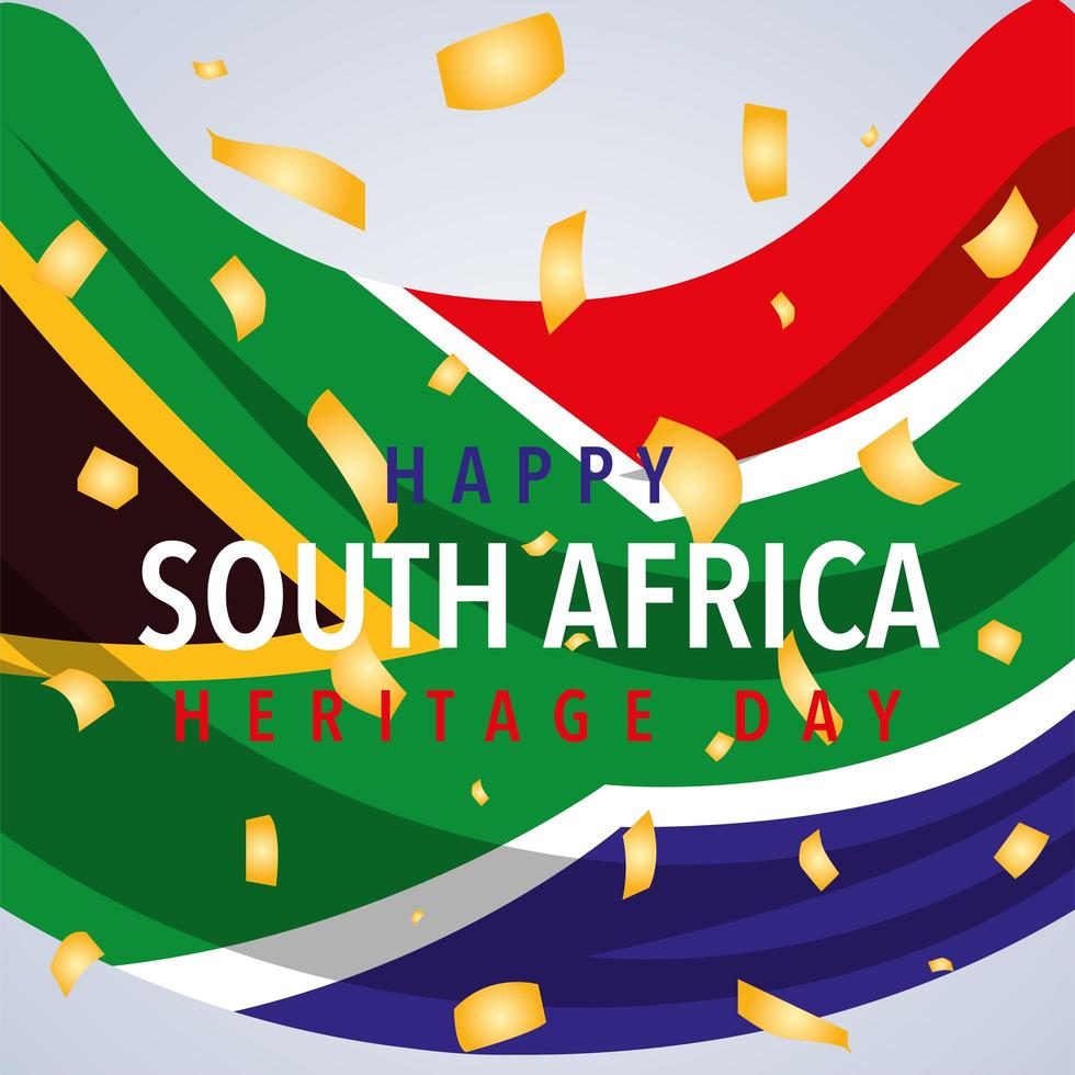 happy South African heritage day, poster with flag of South Africa in the background vector