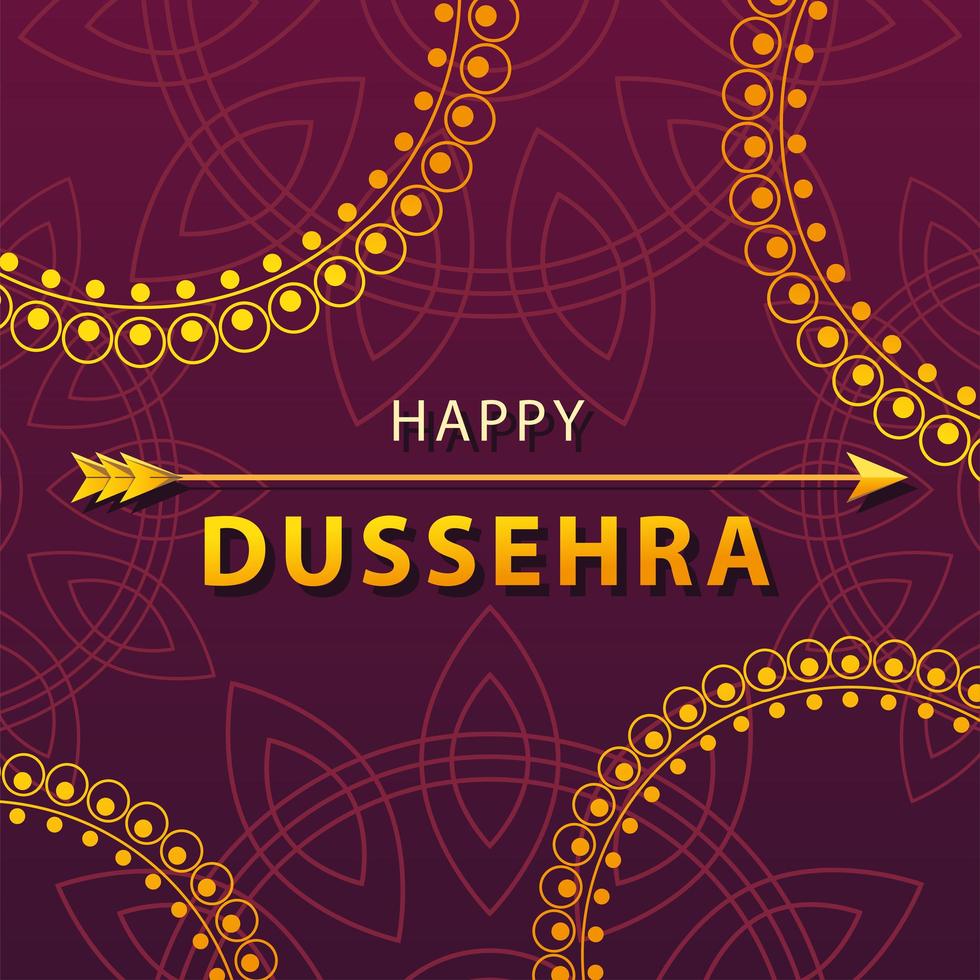 golden lettering with happy Dussehra label vector