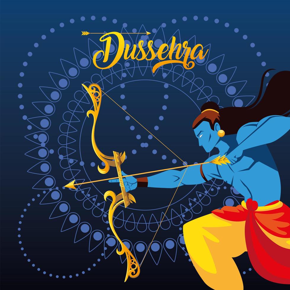 lord Rama with bow and arrow on happy Dussehra festival vector