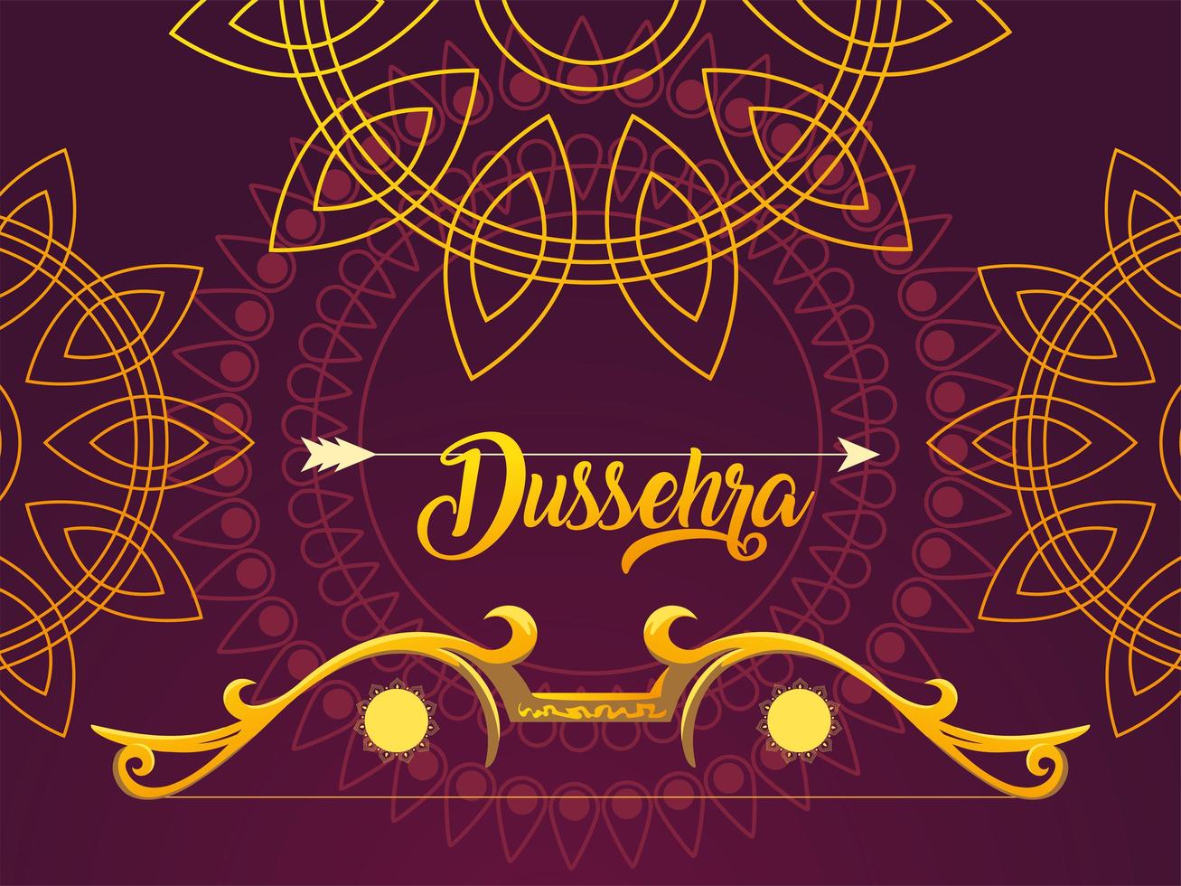 Dussehra label with golden bow and arrow vector