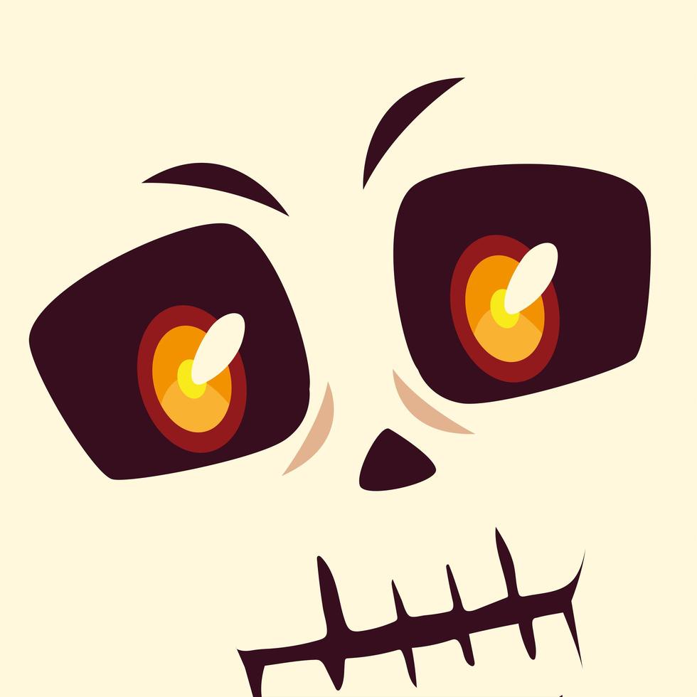 head of skeleton character for happy halloween vector