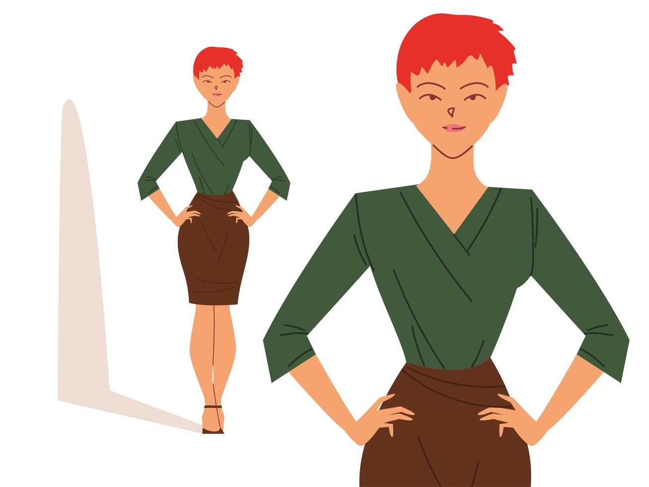 linda mujer de negocios en diferentes poses vector