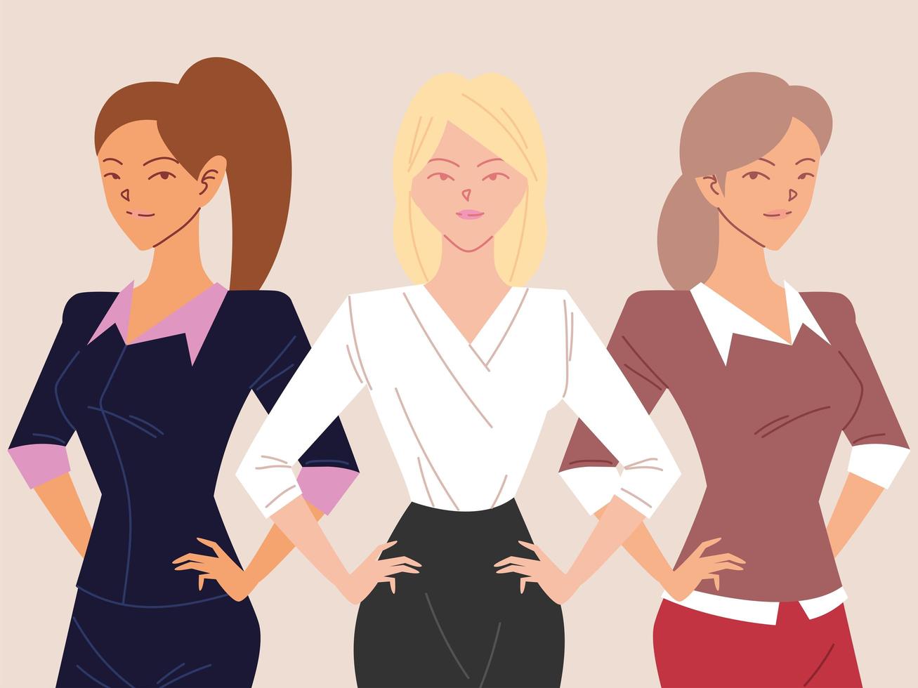 Retrato de hermosas mujeres empresarias, sonrientes mujeres de negocios vector