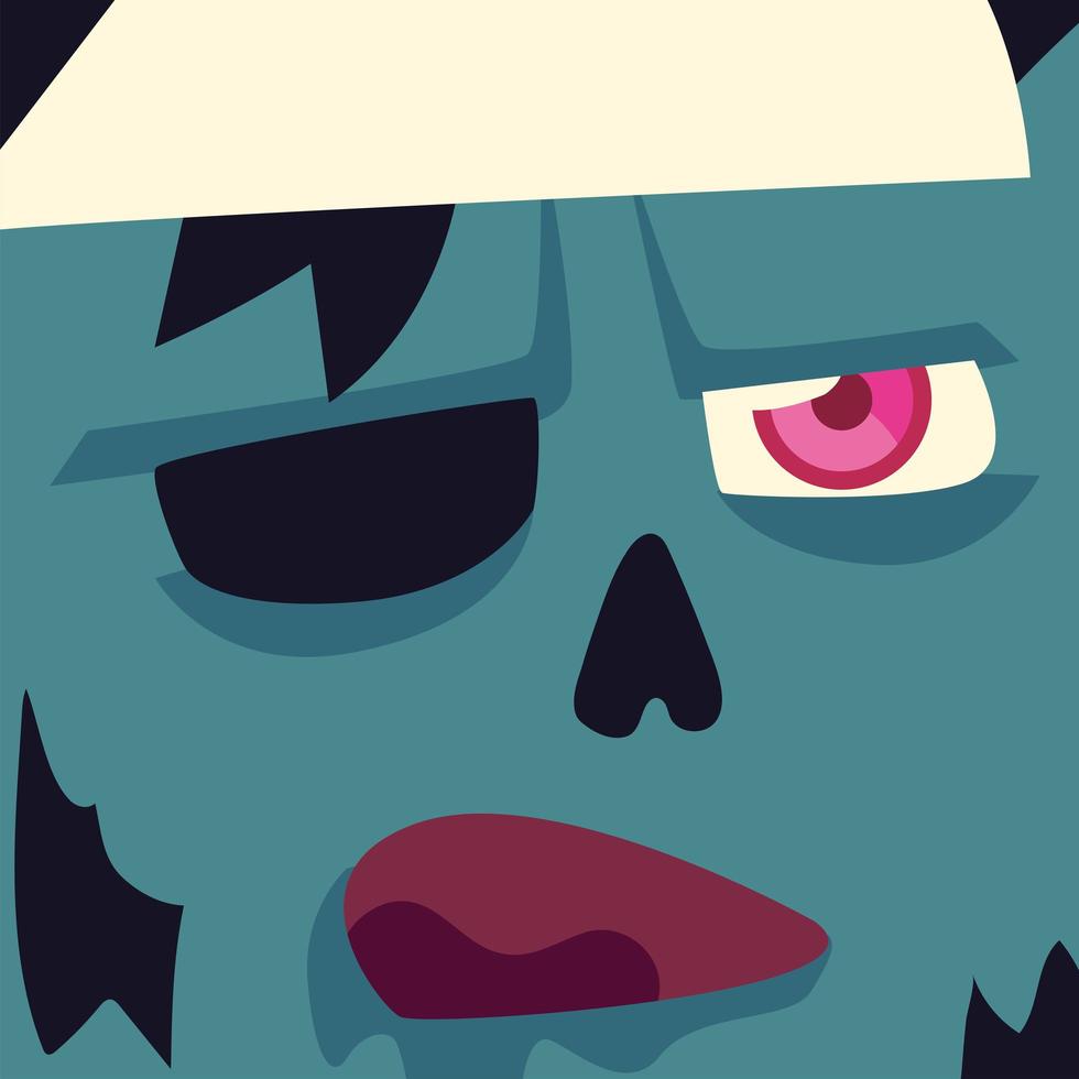 head of zombie character for happy halloween vector
