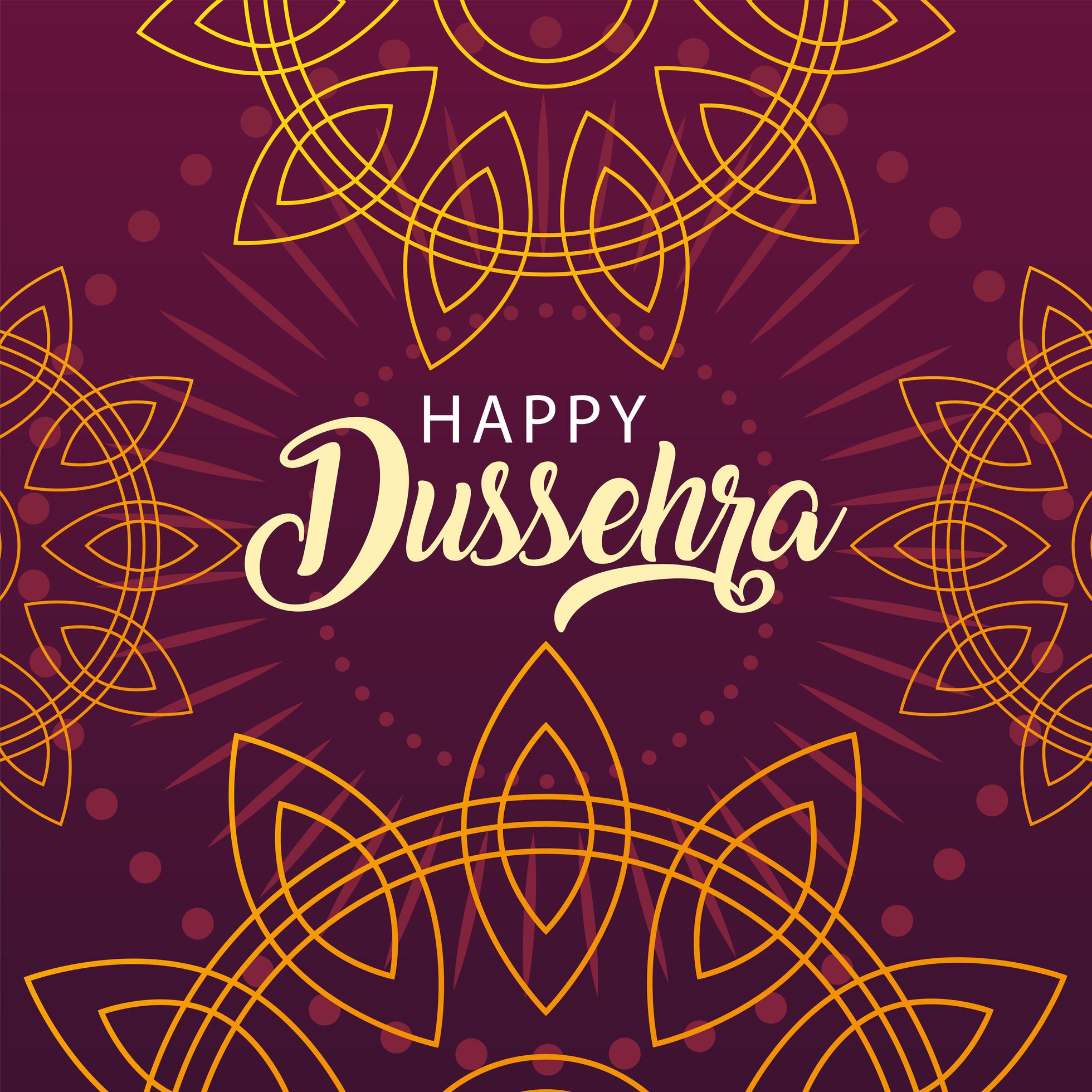 happy Dussehra label with decorative ornament 2683650 Vector Art at ...