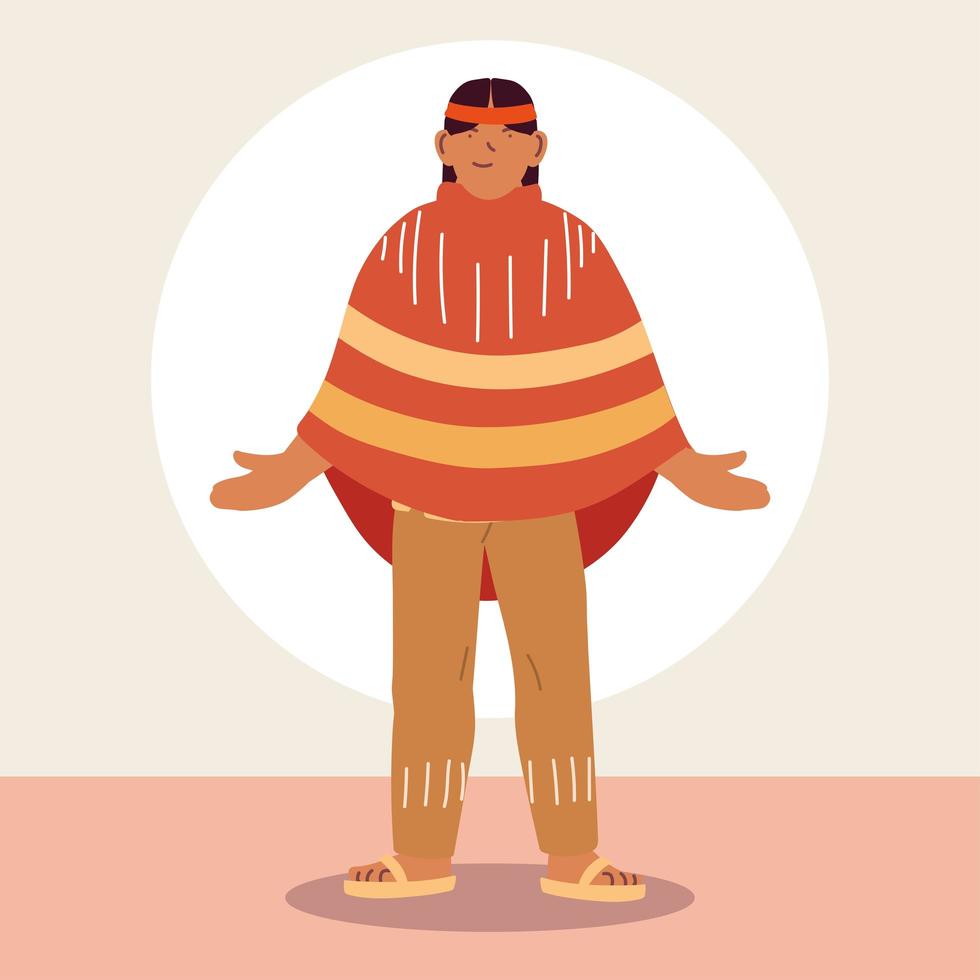 portrait of native man in traditional dress vector