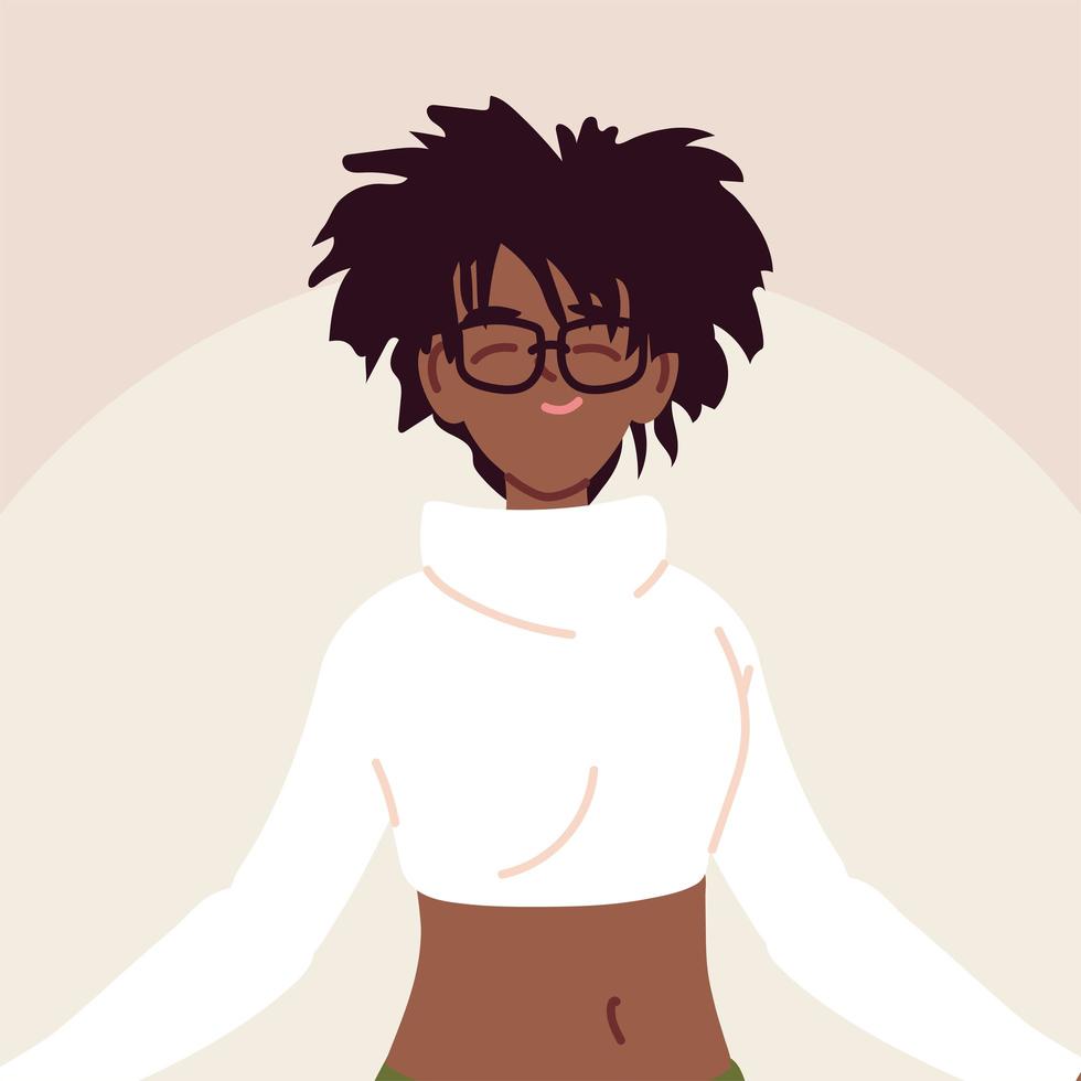 Retrato de mujer afro con ropa casual vector