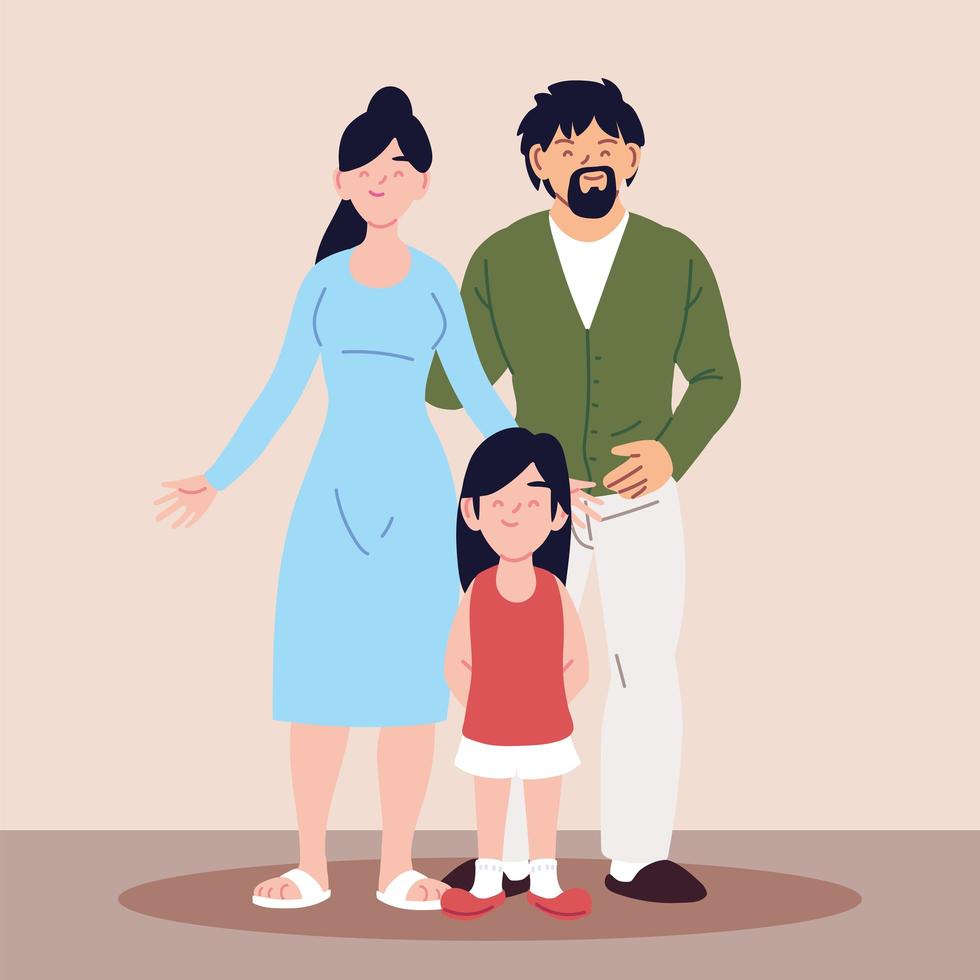 happy family, parents with daughter vector