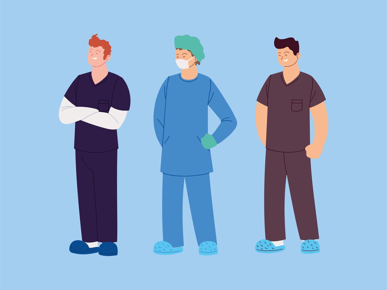 set of male health workers nurses vector