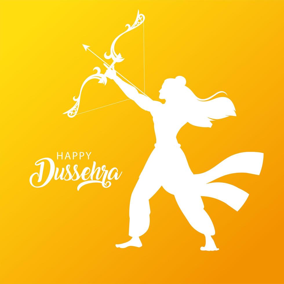 silhouette of lord rama with bow and arrow vector